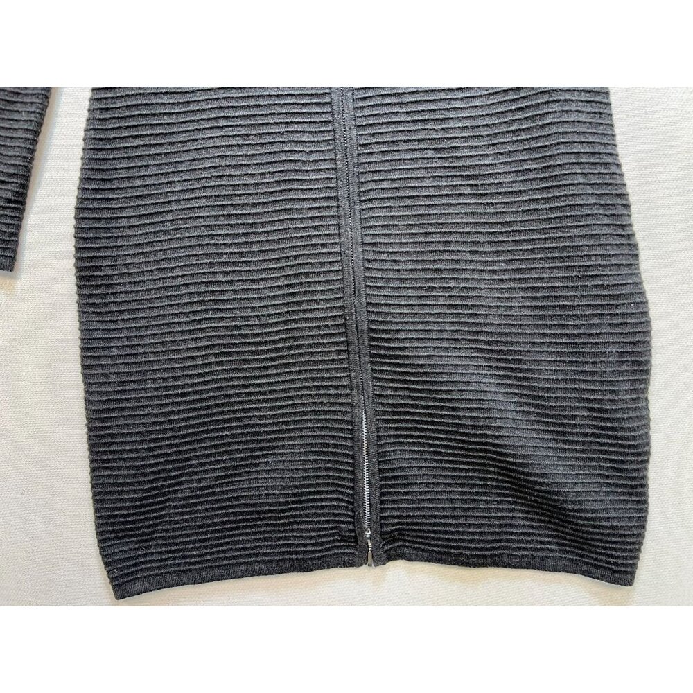 Calvin Klein Womens Ribbed Knit Double Zip Sweater Dress Long Sleeve Size M Gray - Picture 7 of 11